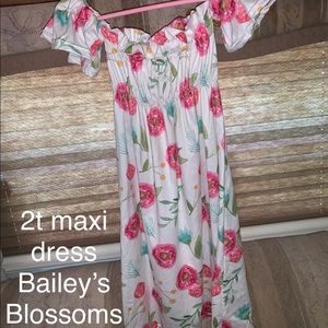 Bailey’s Blossoms off the shoulder maxi dress